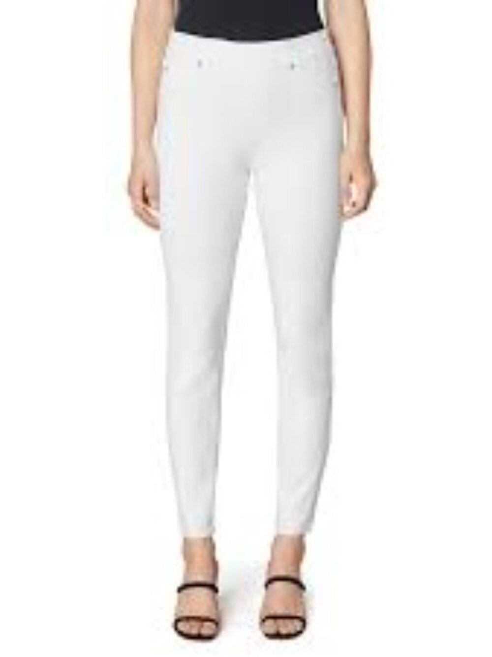 Liverpool White Denim Jeans The Ankle Skinny Pull Pull On Size 4P
